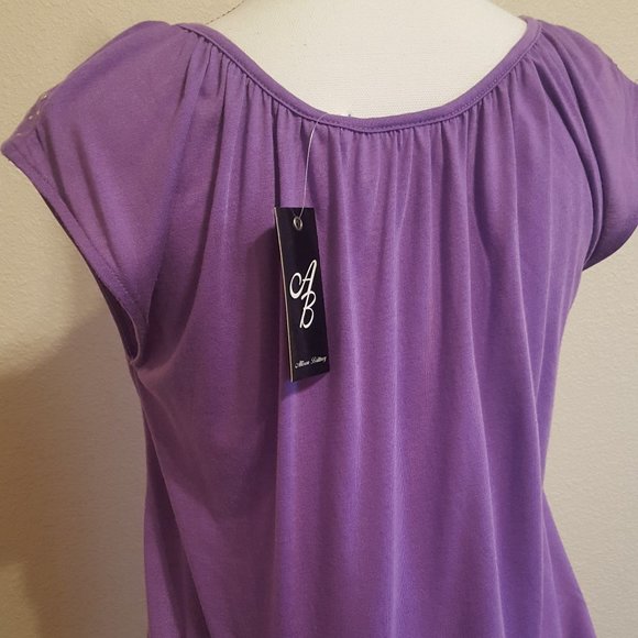 New Summer Soft Blouse Purple Top Bling Women S - Picture 2 of 4